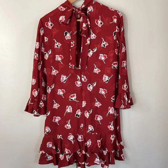 Rebecca Taylor Dress Paintbrush Floral Silk Blend Lined, Size 4 - Picture 4 of 16